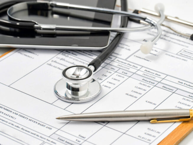 Filling Medical Form, document, stethoscope